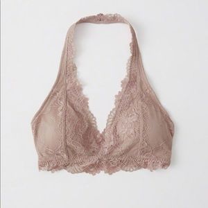 Abercrombie Lace Halter Bralette in Light Pink